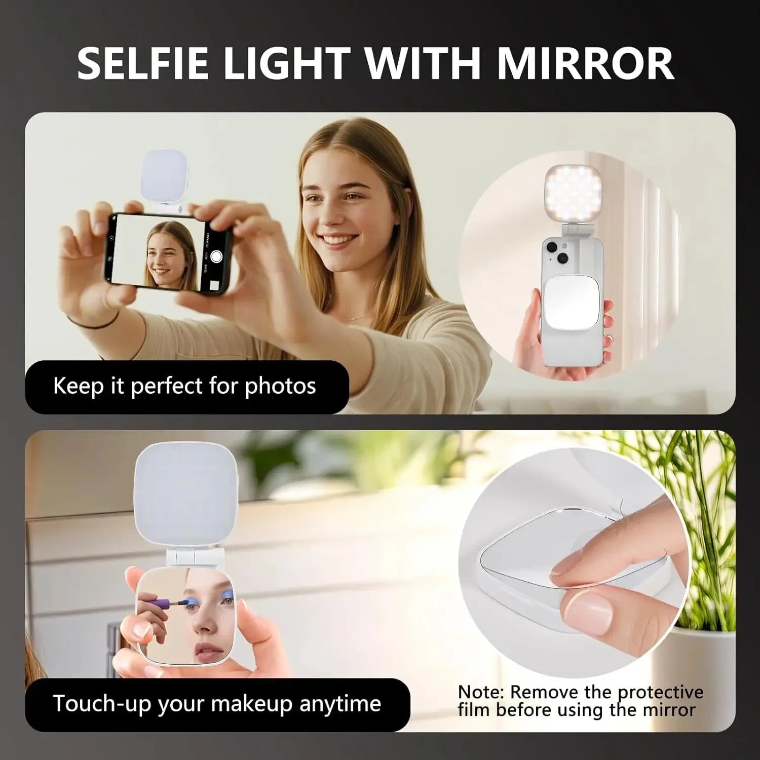 MagSafe LED Selfie Ring Light — 360° Fill Light with Mirror
