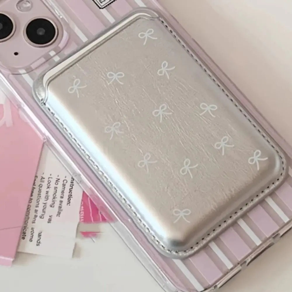 Cute Bow MagSafe Card Holder — Korean Style