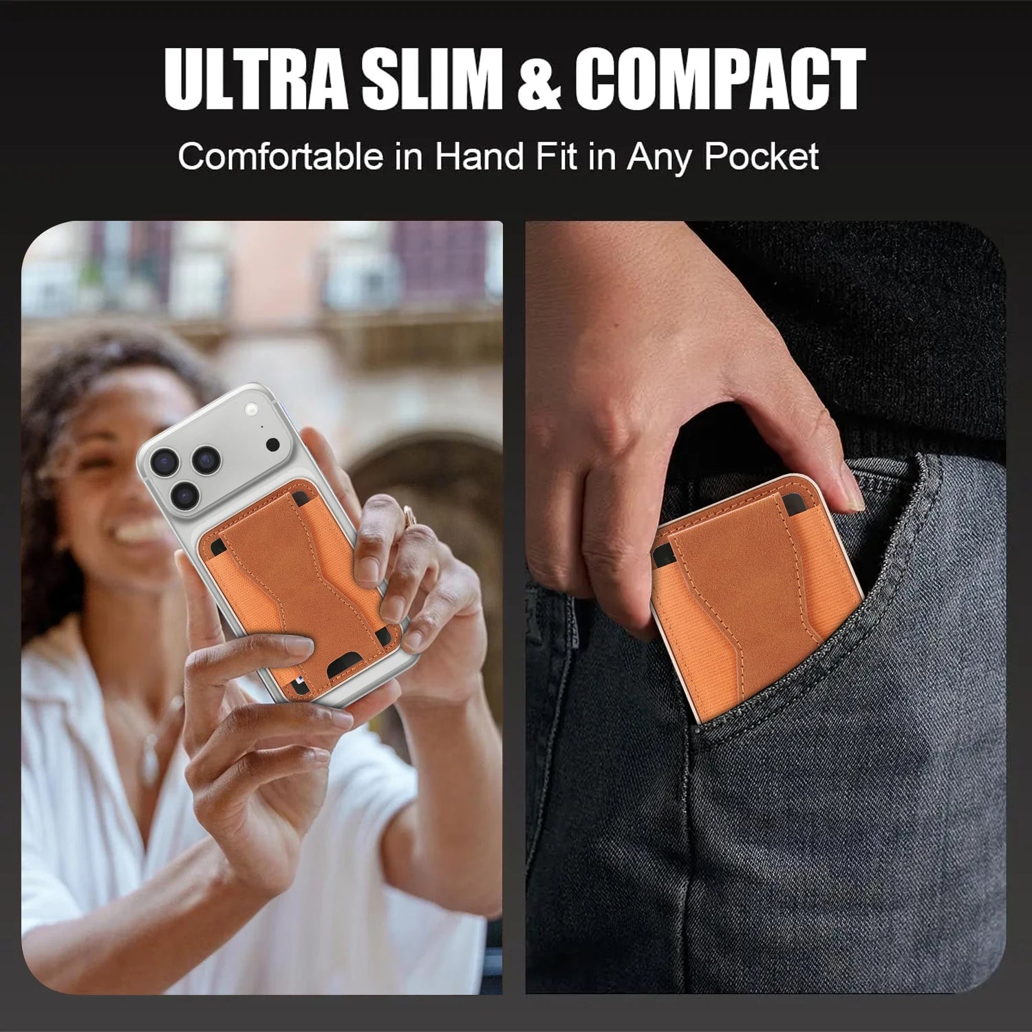 Leather MagSafe Wallet with Ring Stand — Folding Phone Holder