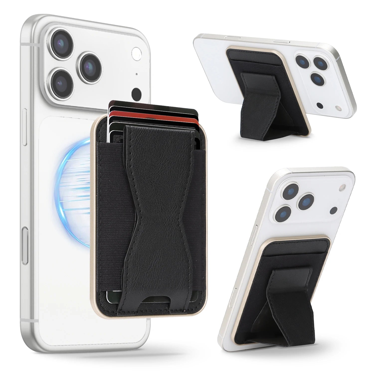 Leather MagSafe Wallet with Ring Stand — Folding Phone Holder