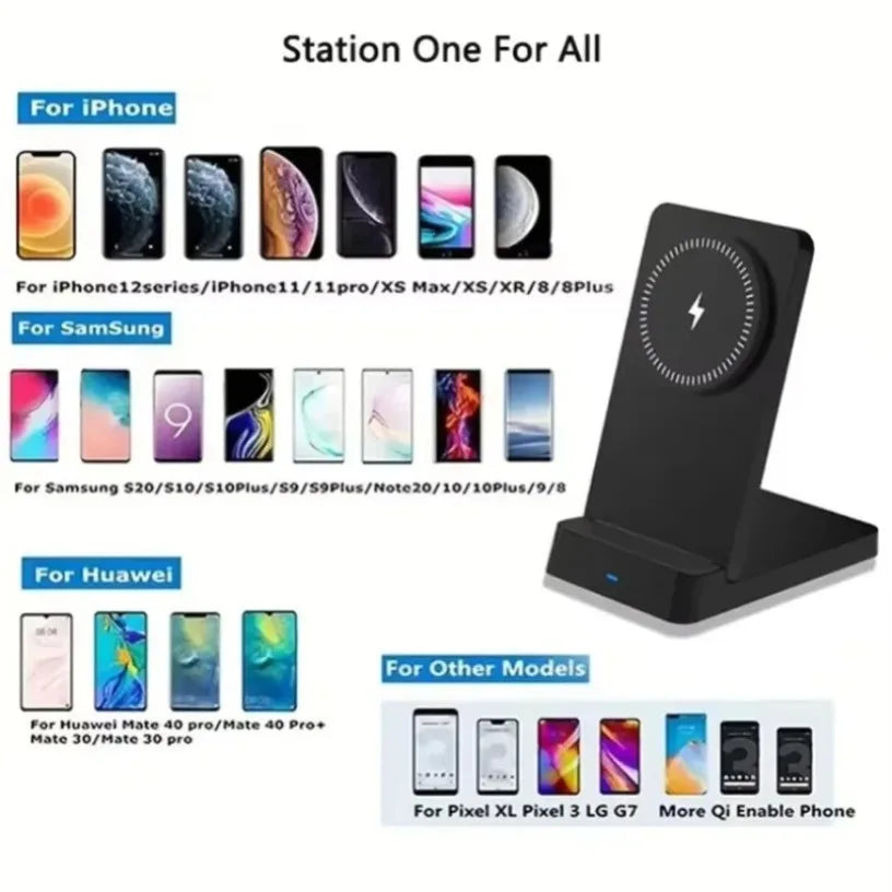 MagSafe 15W Fast Wireless Charging Station — Foldable Desk Stand