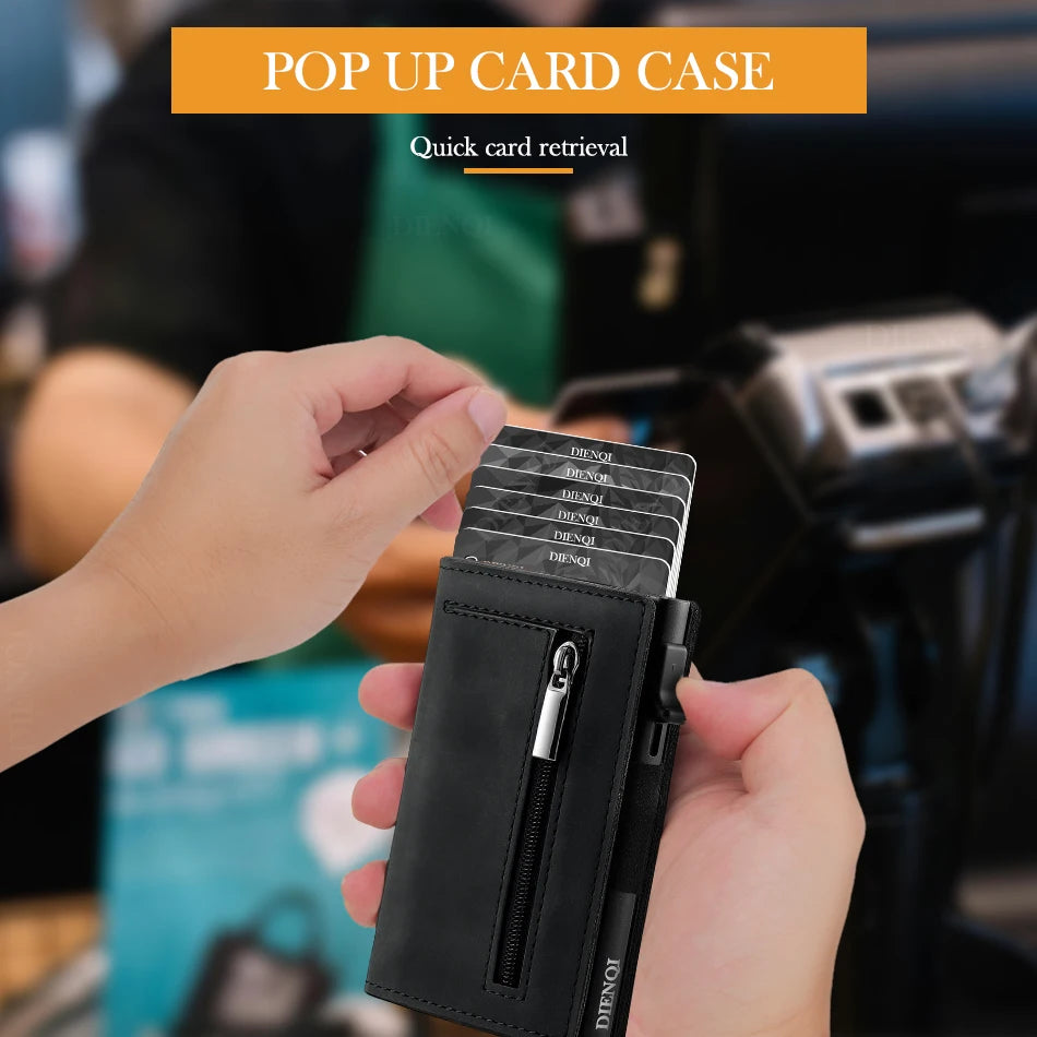 Close-up of genuine leather texture on RFID-blocking MagSafe card holder