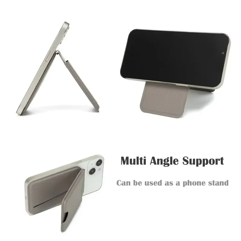 MagSafe Wallet with Mirror & Kickstand — Leather Card Holder