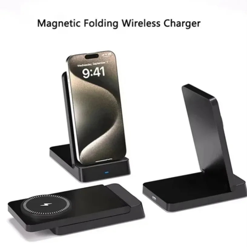MagSafe 15W Fast Wireless Charging Station — Foldable Desk Stand