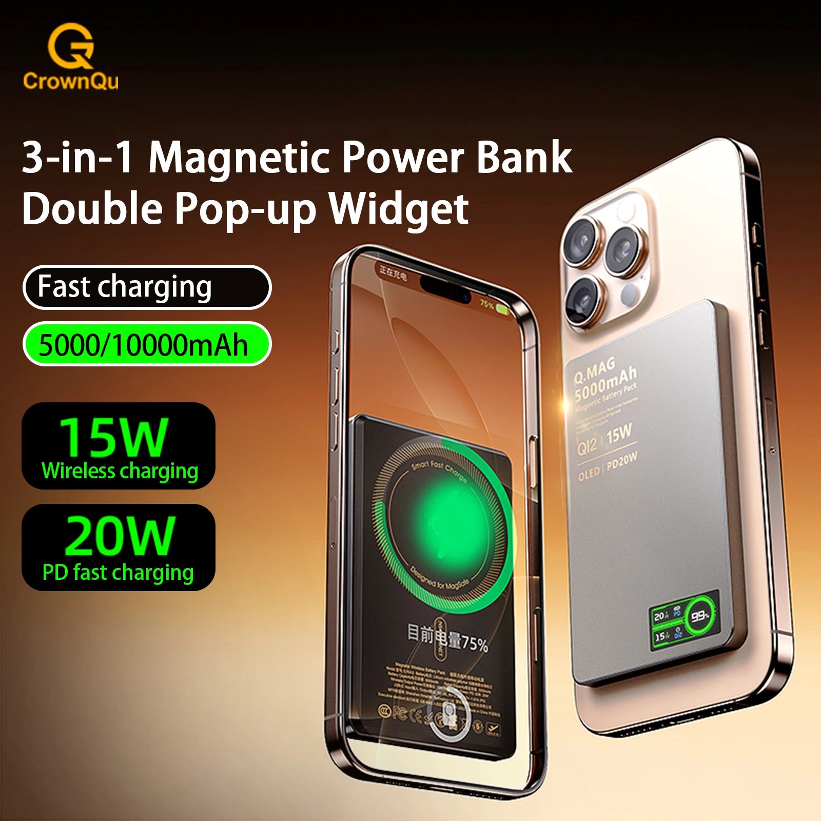 MagSafe QI2 Magnetic Power Bank — 5000/10000mAh Wireless Charger