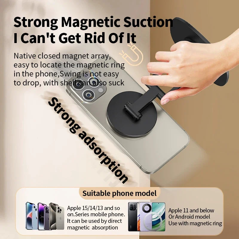 360° Foldable Aluminum MagSafe Desk Stand — Magnetic Phone Holder