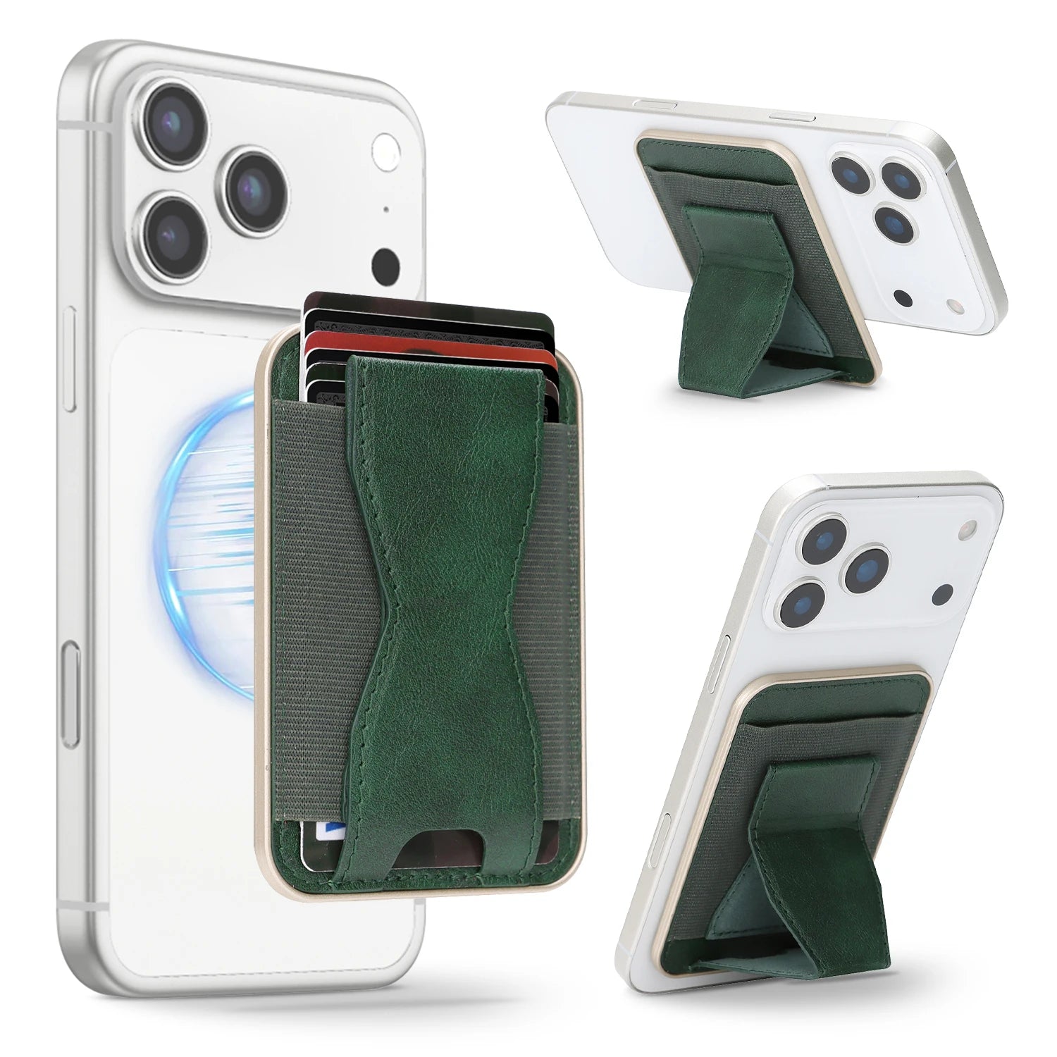 Leather MagSafe Wallet with Ring Stand — Folding Phone Holder