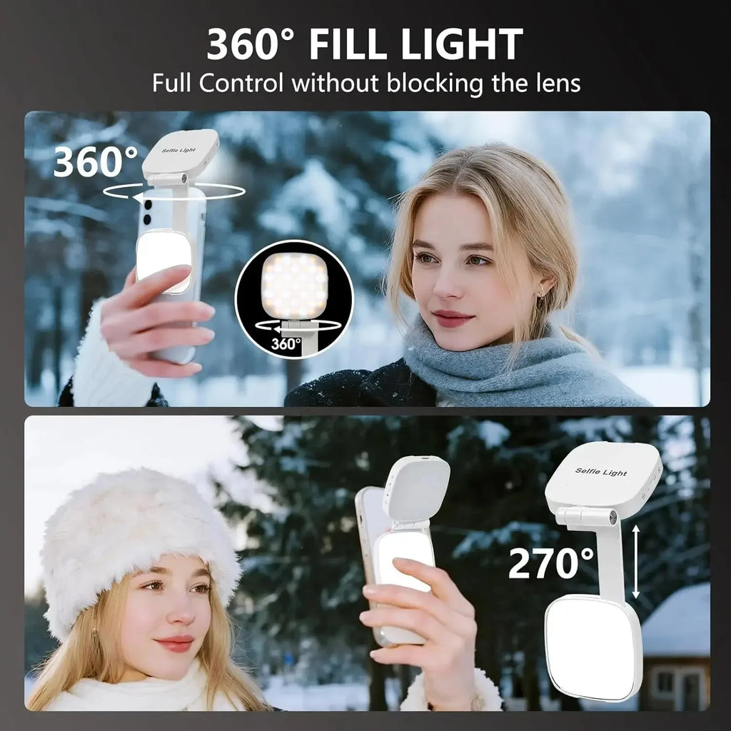 MagSafe LED Selfie Ring Light — 360° Fill Light with Mirror