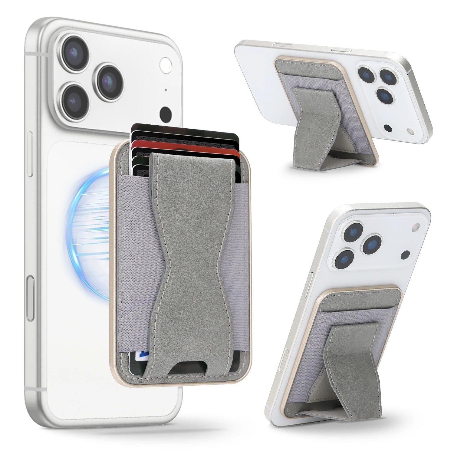 Leather MagSafe Wallet with Ring Stand — Folding Phone Holder