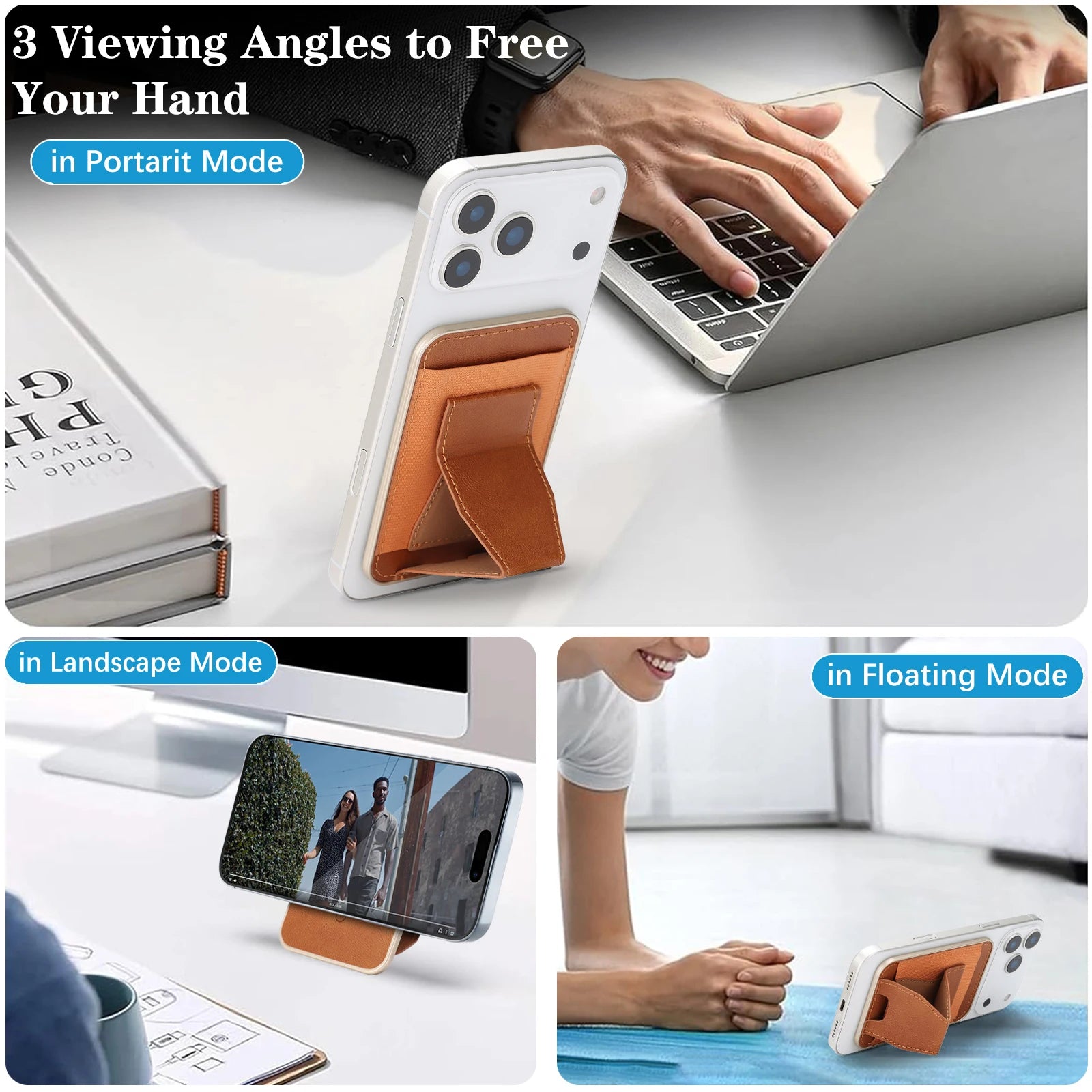 Leather MagSafe Wallet with Ring Stand — Folding Phone Holder