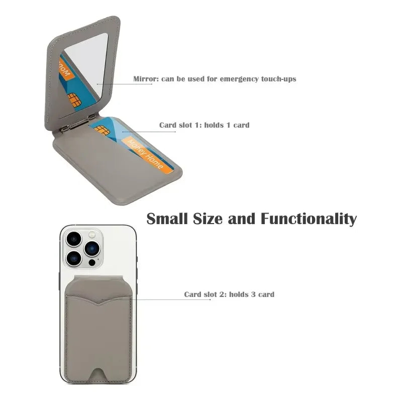 MagSafe Wallet with Mirror & Kickstand — Leather Card Holder