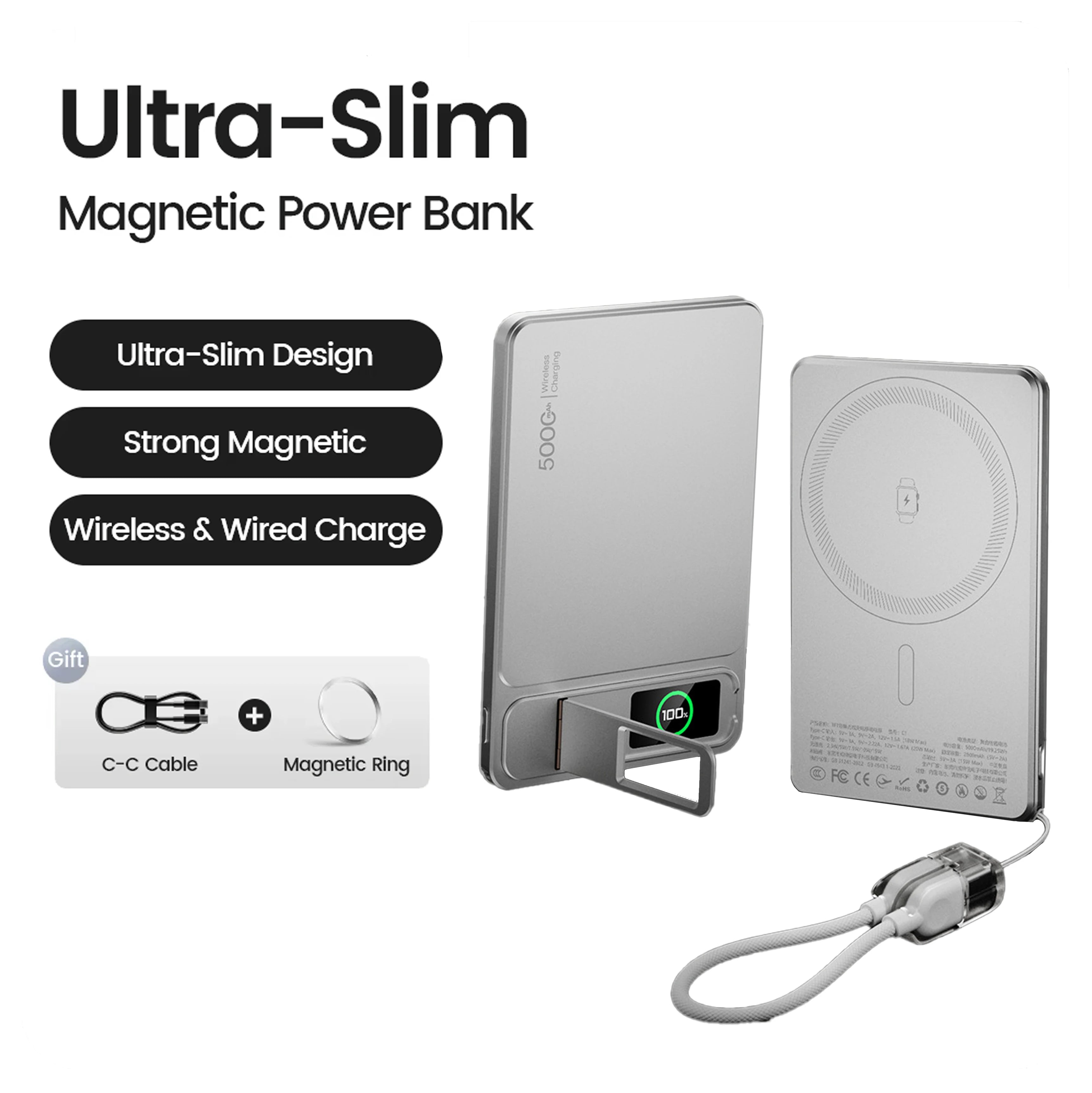 MagSafe 20W Magnetic Power Bank — 10000mAh Slim Portable Charger