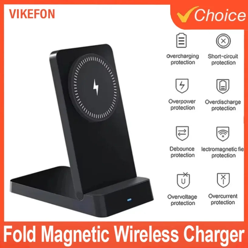 MagSafe 15W Fast Wireless Charging Station — Foldable Desk Stand